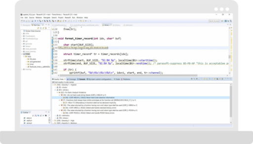 Screenshot of C/C++test executing static analysis in the Eclipse IDE