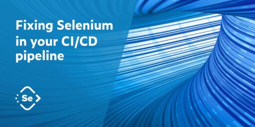 Fixing Selenium in your CI/CD pipeline with Parasoft Selenic logo and abstract graphic on the right