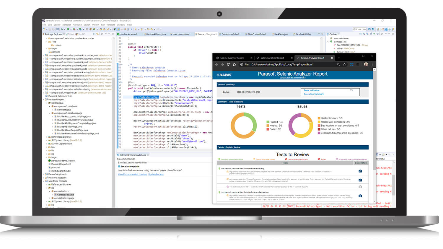 Screenshot of Selenic Analyzer Report