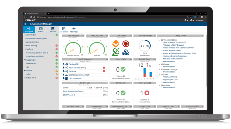 Screenshot of Environment Manager in Parasoft CTP