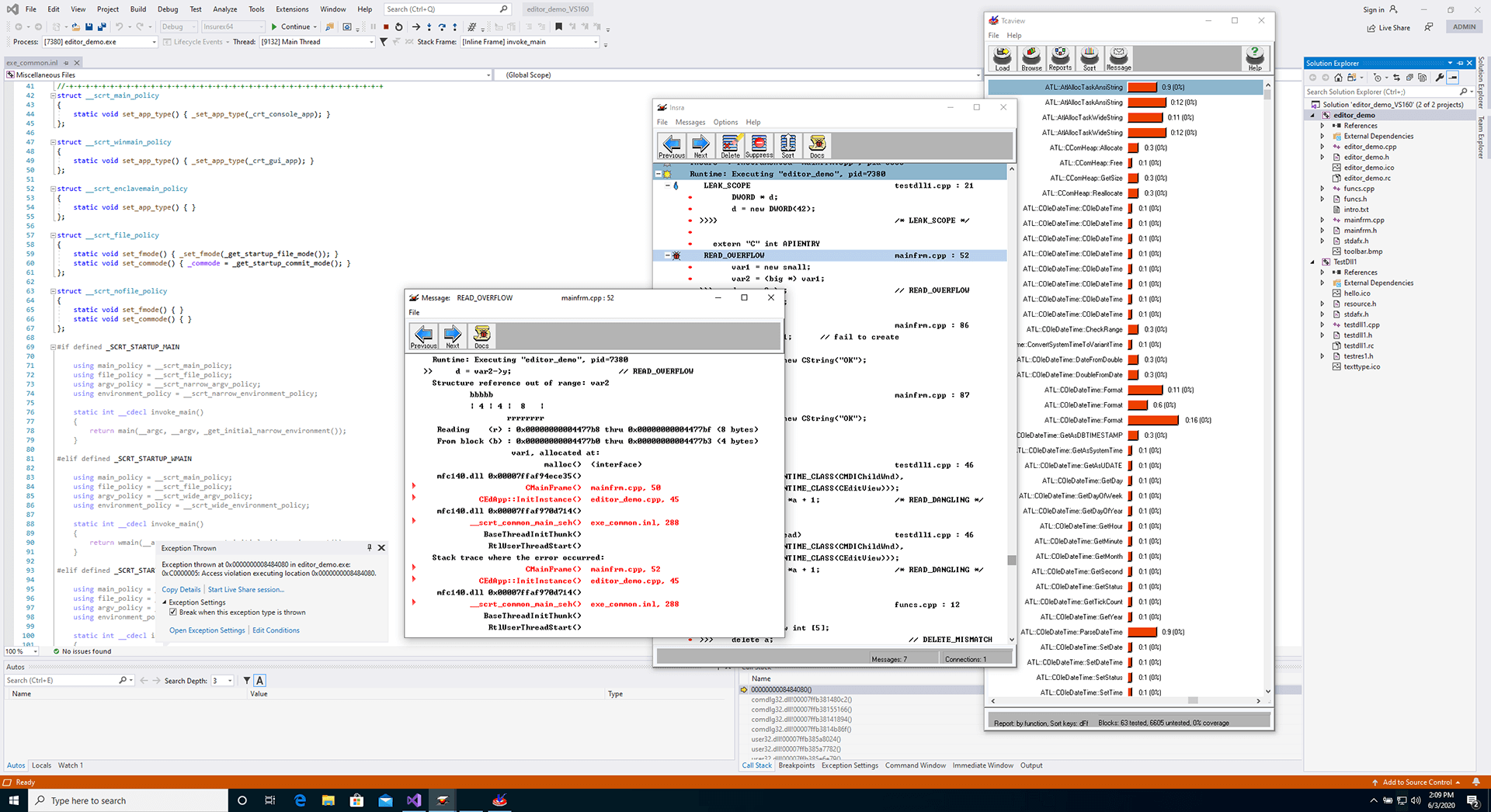 Parasoft Insure++ screenshot.