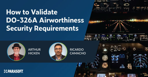 How to Validate DO-326A Airworthiness Security Requirements and image of cockpit on right