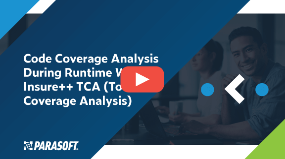 Code Coverage Analysis During Runtime With Insure++ TCA (Total Coverage Analysis) with image of man working on computer smiling at camera with Insure++ logo overlay