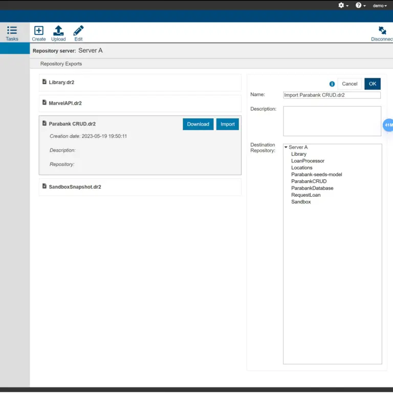Screenshot of the Parasoft CTP UI showing how users can reset test data to its original state, accelerating test data provisioning steps.