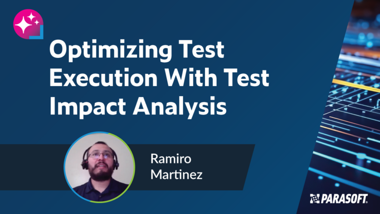 Optimizing Test Execution With Test Impact Analysis with speaker headshot below video title slide